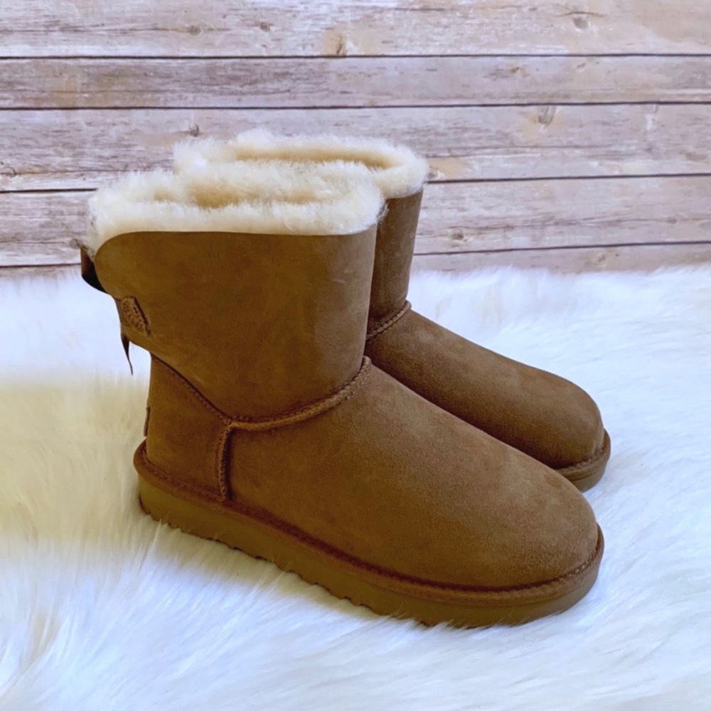 UGG Chestnut Mini Bailey Bow II Boots - Picture 2 of 7